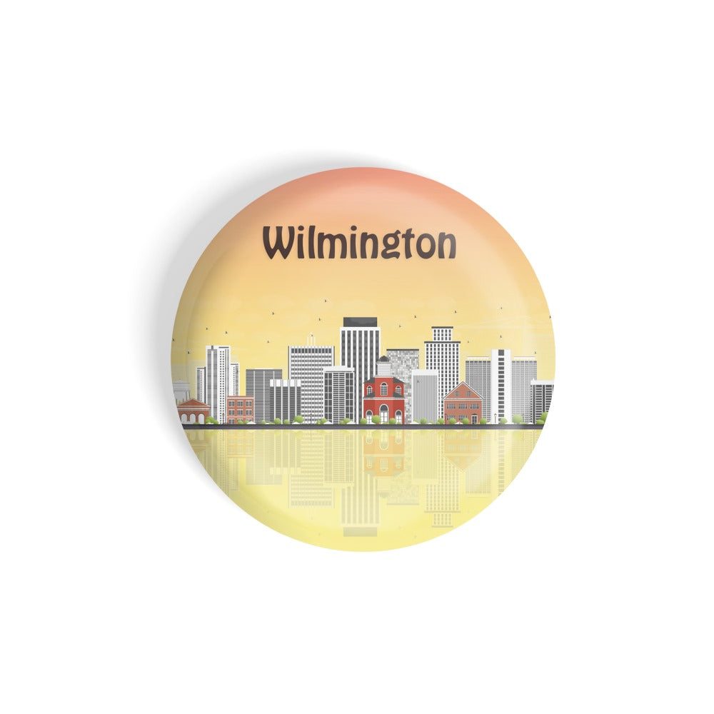 dhcrafts Round Fridge Magnet Multicolour Places Wilmington City In North Carolina Glossy Finish Design Pack of 1 (58 mm)